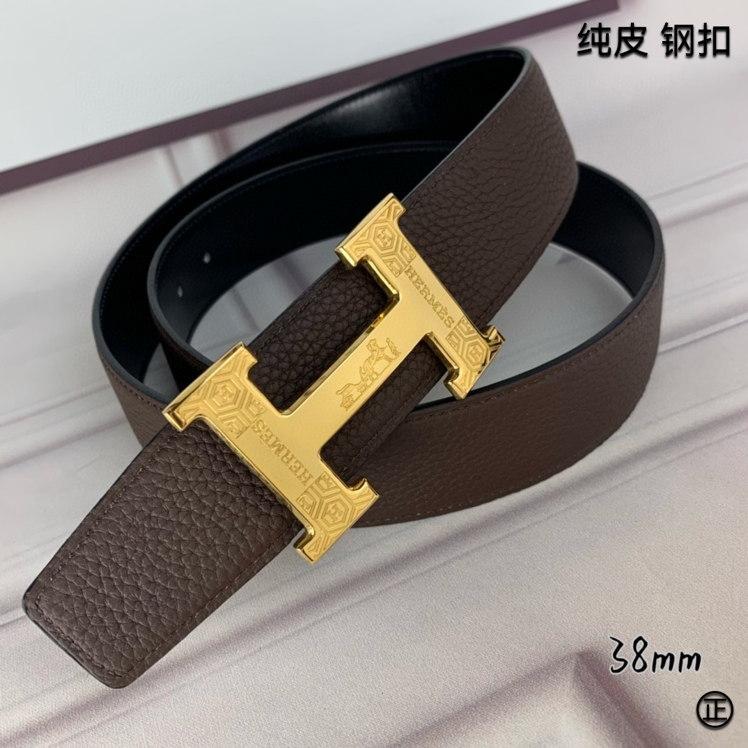 Hermès[正]爱马仕双面原版原单品质进口头层牛皮寸半38mm配官网H扣