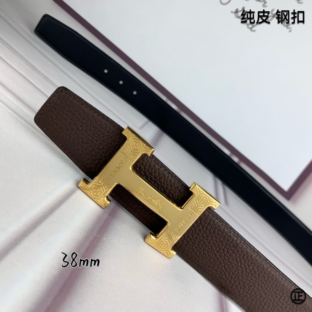 Hermès[正]爱马仕双面原版原单品质进口头层牛皮寸半38mm配官网H扣