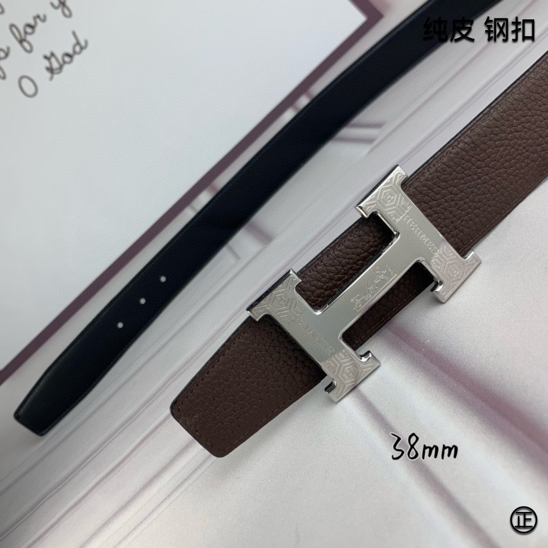 Hermès[正]爱马仕双面原版原单品质进口头层牛皮寸半38mm配官网H扣