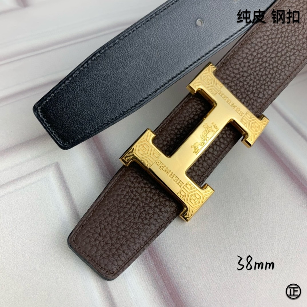 Hermès[正]爱马仕双面原版原单品质进口头层牛皮寸半38mm配官网H扣