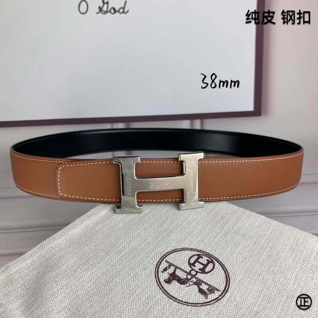 Hermès[正]爱马仕双面原版原单品质进口头层牛皮寸半38mm配官网H扣