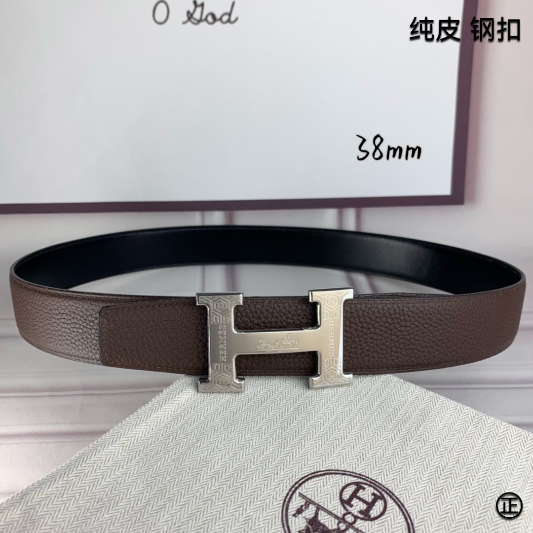 Hermès[正]爱马仕双面原版原单品质进口头层牛皮寸半38mm配官网H扣