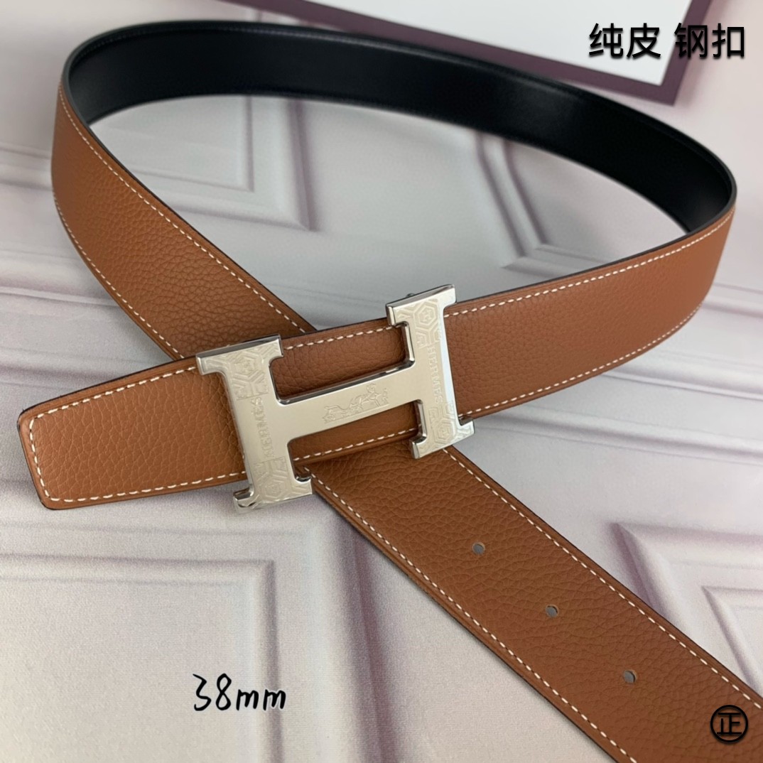 Hermès[正]爱马仕双面原版原单品质进口头层牛皮寸半38mm配官网H扣