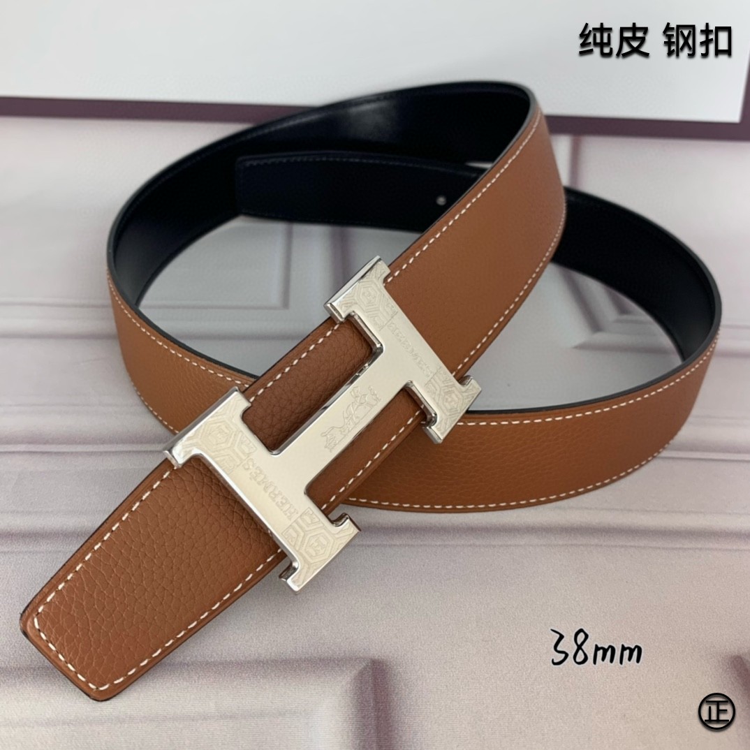 Hermès[正]爱马仕双面原版原单品质进口头层牛皮寸半38mm配官网H扣