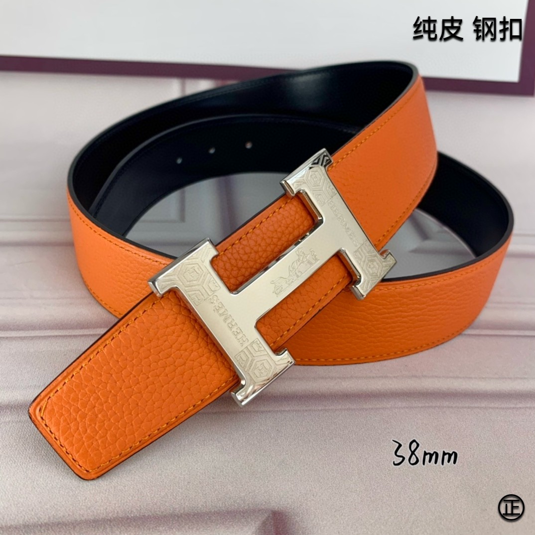 Hermès[正]爱马仕双面原版原单品质进口头层牛皮寸半38mm配官网H扣