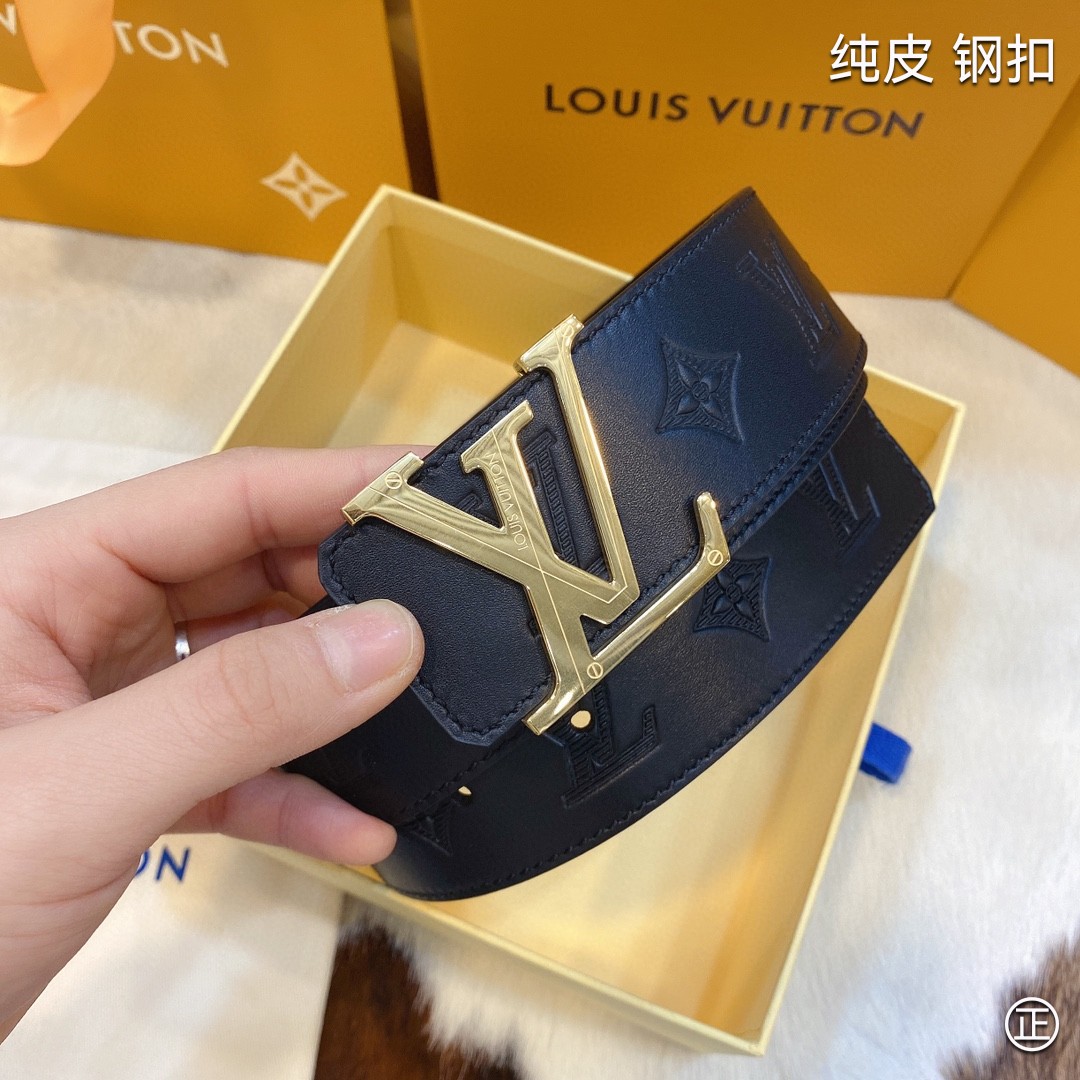 LouisVuitton代购定制腰带意大利原厂皮料五金皮料手工零距离懂货高端客户来宽4.0cm！高品质！