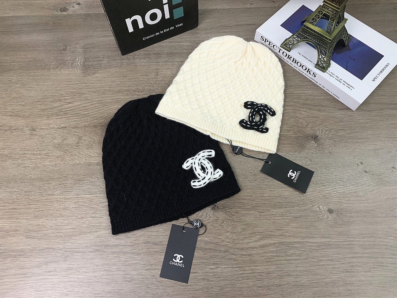 Chanel 1: 1
 Sombreros Sombrero de punto Negro Blanco Universal para hombres y mujeres Tejido Casual