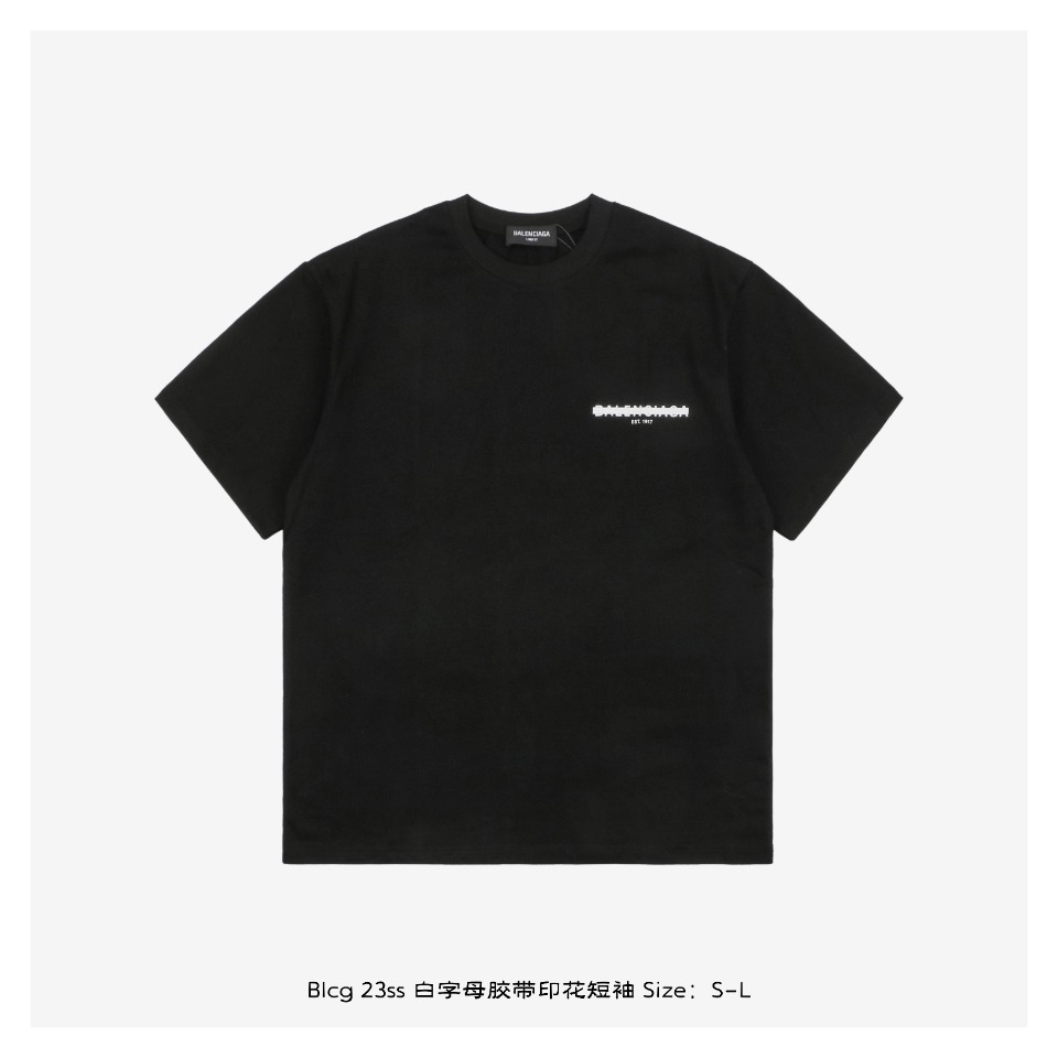 Balenciaga/巴黎世家 23ss 白字母胶带印花短袖