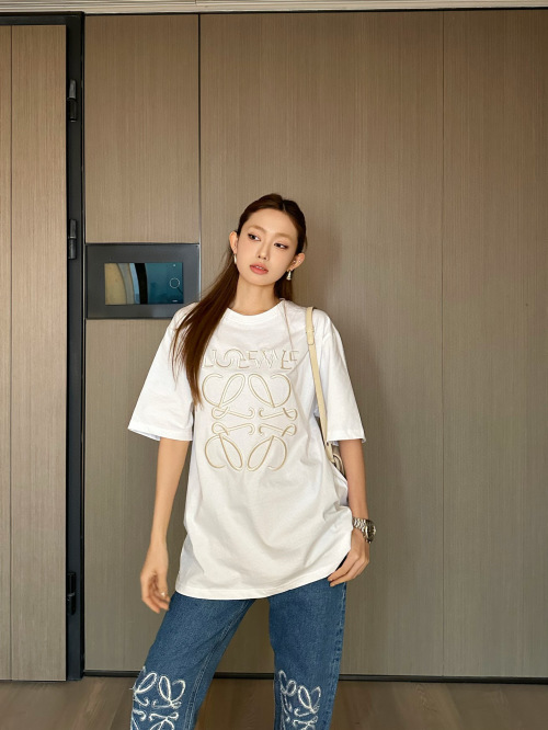 Loewe Embroidered Logo T-Shirt, Unisex Cotton Tee, Casual Short Sleeve Top 1 Loewe Embroidered Logo T-Shirt, Unisex Cotton Tee, Casual Short Sleeve Top