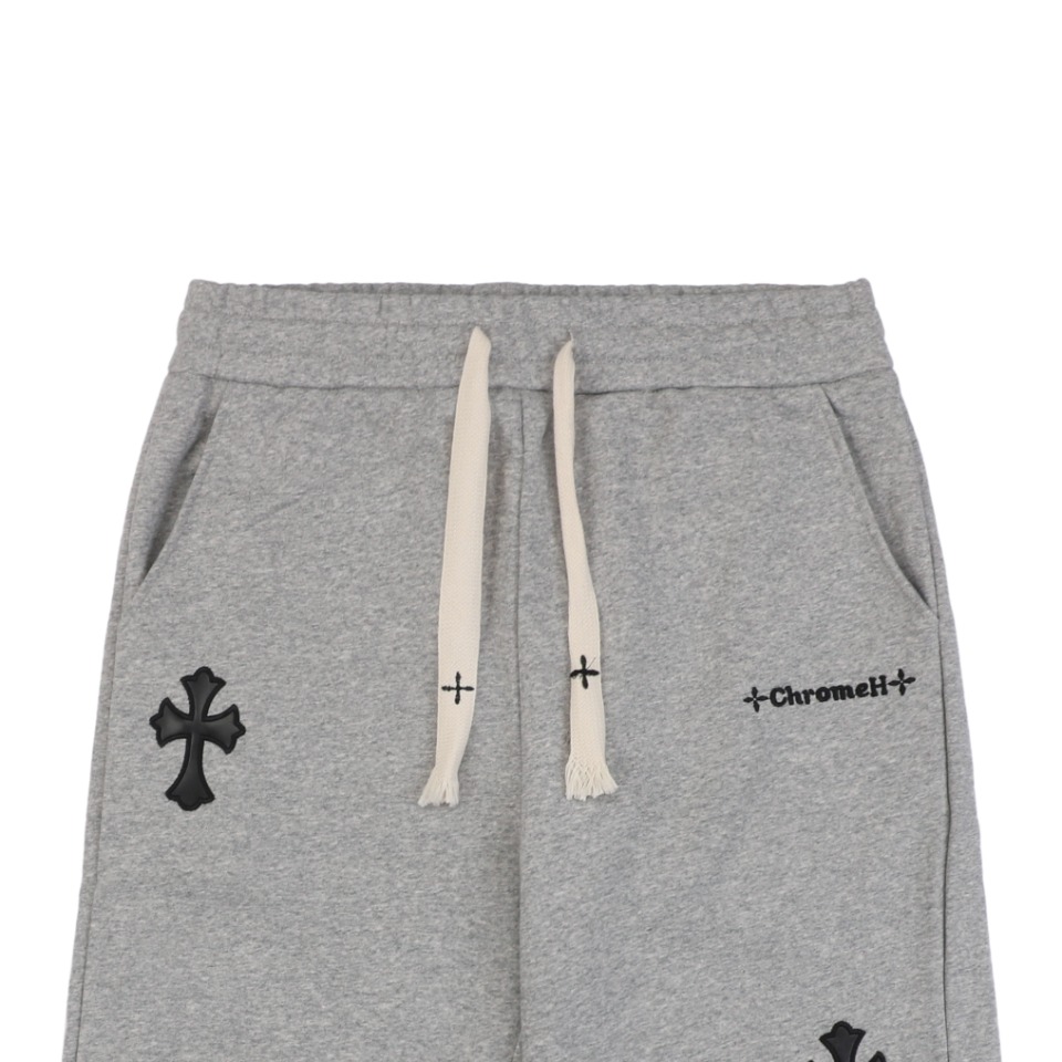 Chrome Hearts/克罗心 24ss 黑贴皮十字梵文刺绣短裤