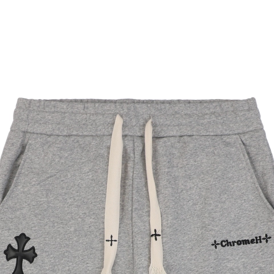 Chrome Hearts/克罗心 24ss 黑贴皮十字梵文刺绣短裤