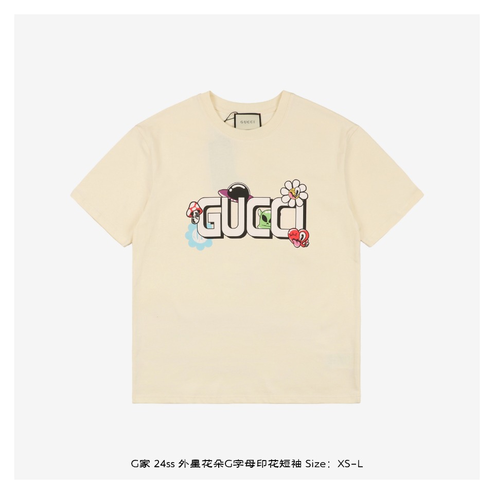 Gucci/古驰 24ss 外星花朵G字母印花短袖