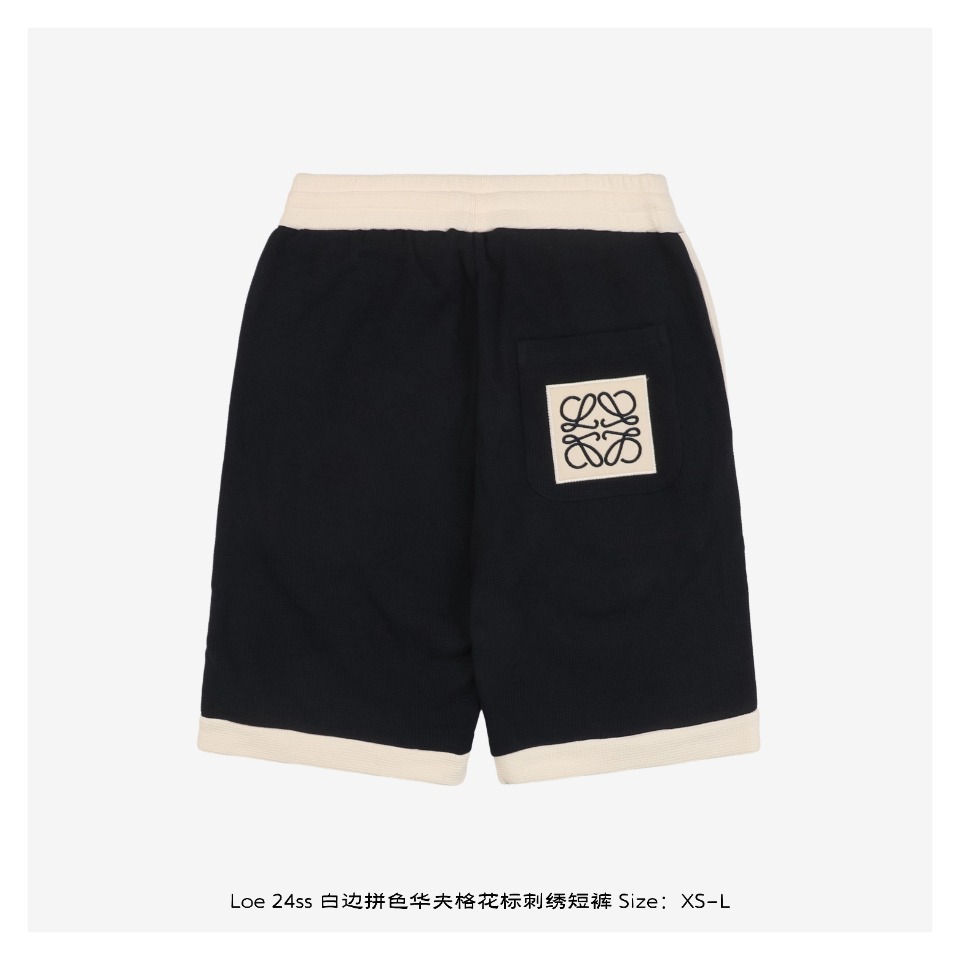 Loewe/罗意威 24ss 白边拼色华夫格花标刺绣短裤