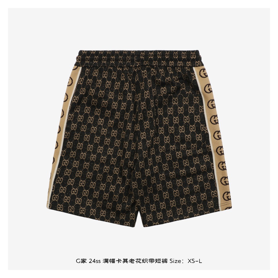 Gucci/古驰 24ss 满幅卡其老花织带短裤-Chinese UA Cheap High Quatity Brand Clothes Bags handbags Sneakers wholesale wholesaler seller from China Factory suppliers Fashion Clothing Shoes best Quality Beautiful Price Gucci/古驰 24ss 满幅卡其老花织带短裤