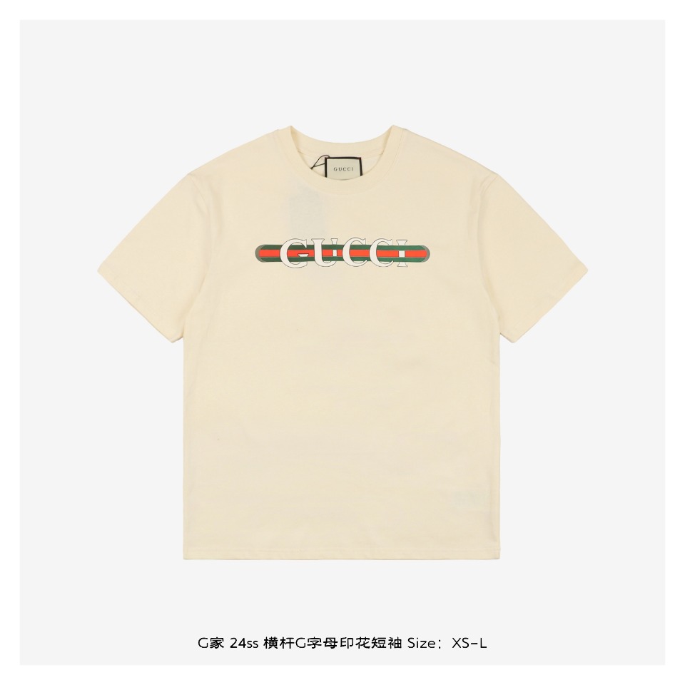 Gucci/古驰 24ss 横杆G字母印花短袖