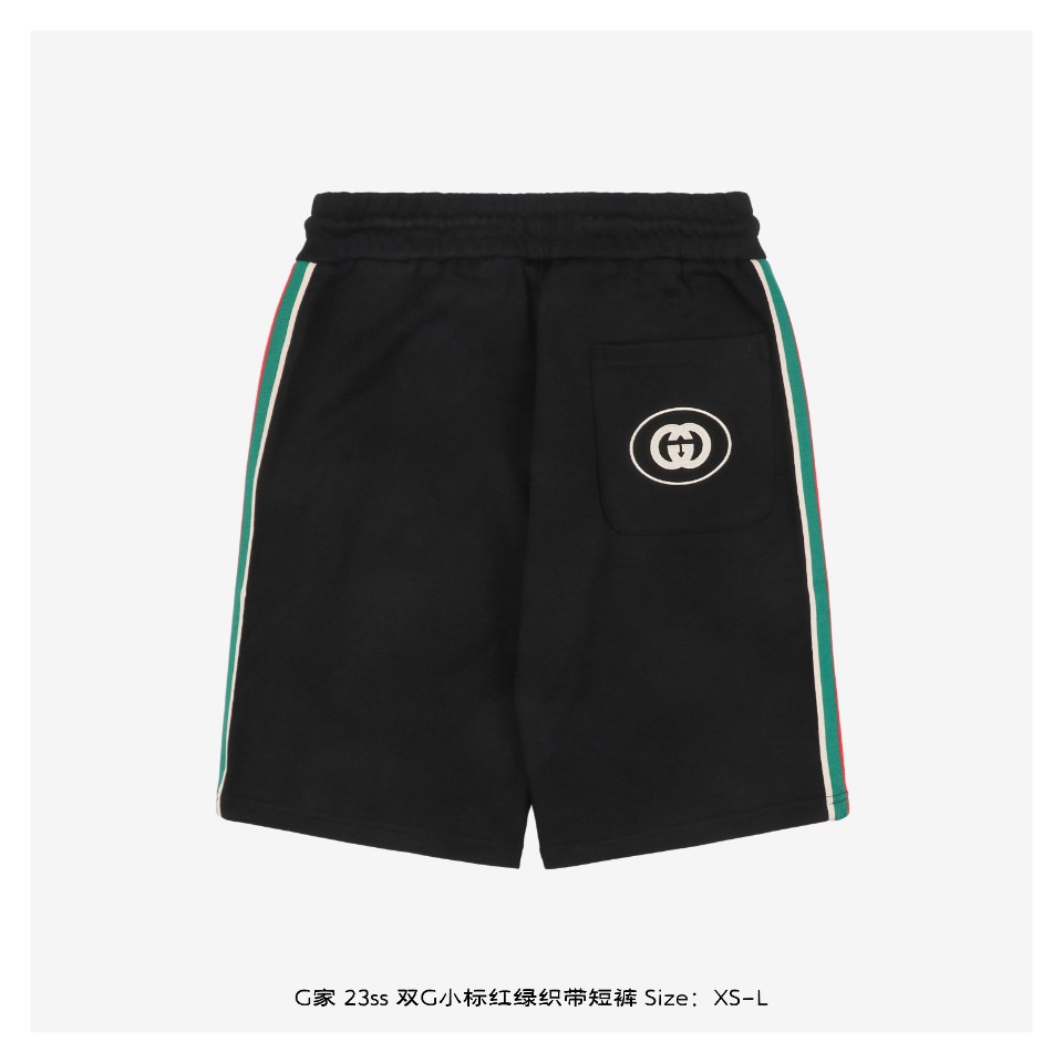 Gucci/古驰 24ss 双G小标红绿织带短裤