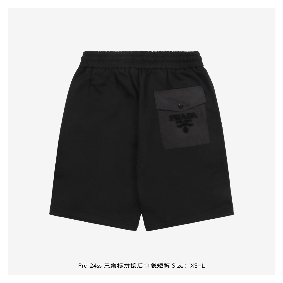 Prada/普拉达 24ss 三角标拼接后口袋短裤-Chinese UA Cheap High Quatity Brand Clothes Bags handbags Sneakers wholesale wholesaler seller from China Factory suppliers Fashion Clothing Shoes best Quality Beautiful Price Prada/普拉达 24ss 三角标拼接后口袋短裤