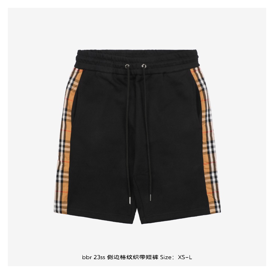 Burberry/博柏利23ss侧边格纹织带短裤