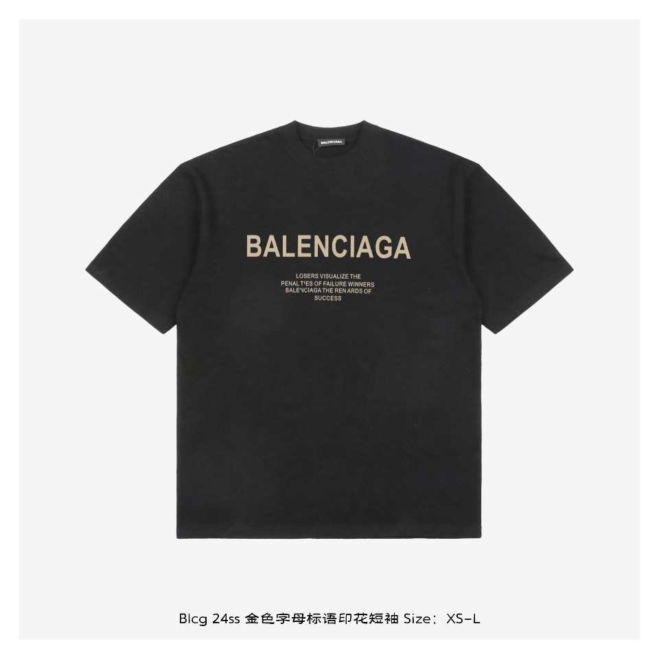 Balenciaga/巴黎世家 24ss 金色字母标语印花短袖