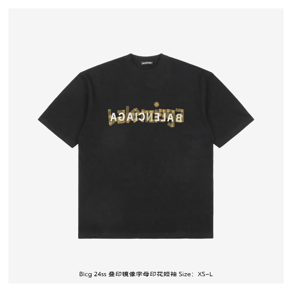 Balenciaga/巴黎世家 24ss 叠印镜像字母印花短袖