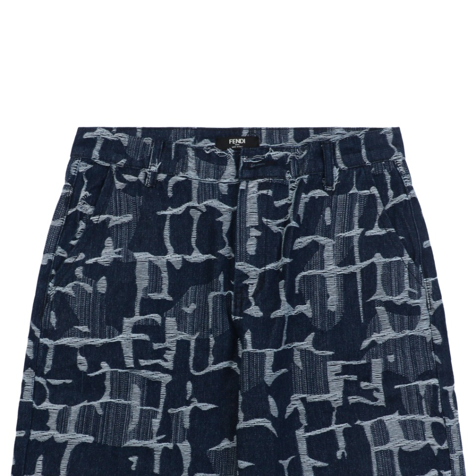 Fendi/芬迪 24ss FF提花扎染牛仔短裤