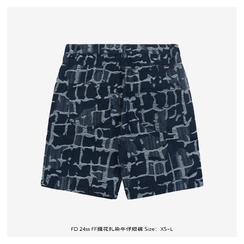 Fendi/芬迪 24ss FF提花扎染牛仔短裤