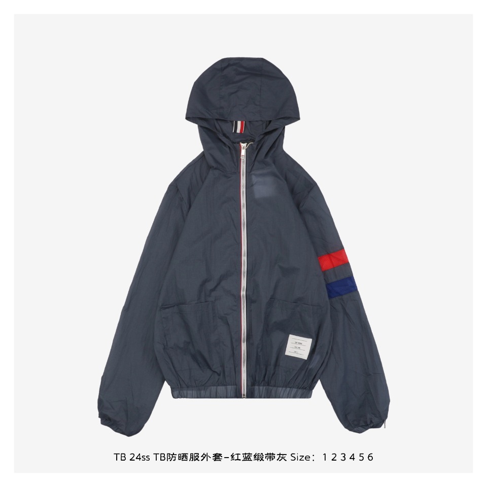 Thom Browne 24ss TB Sunscreen clothing coat red blue ribbon gray Made of lightw