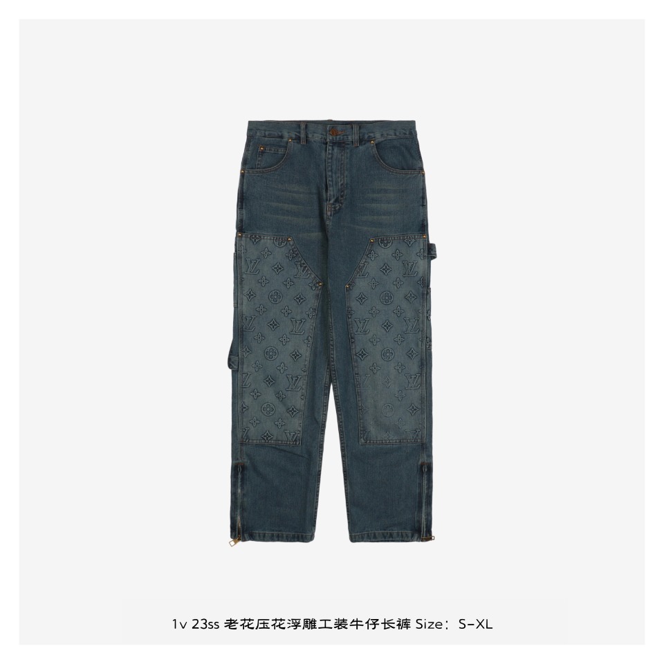 1v 23ss presbyopic embossed cargo denim trousers New denim incorporates Monogra