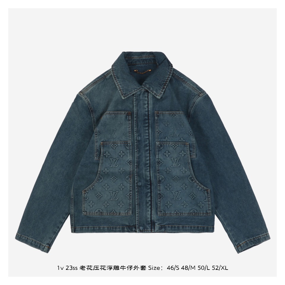 1v 23ss presbyopic embossed denim jacket New denim jacket incorporates Monogram