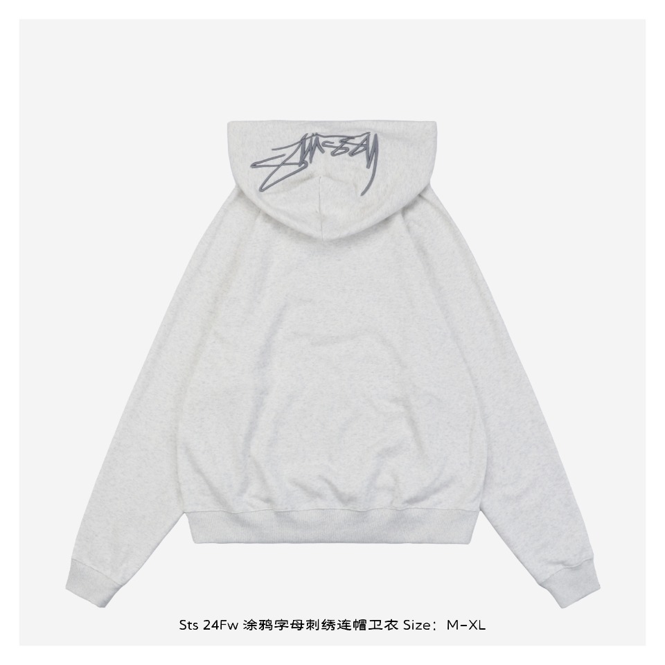 Stussy/斯图西 24Fw 涂鸦字母刺绣连帽卫衣