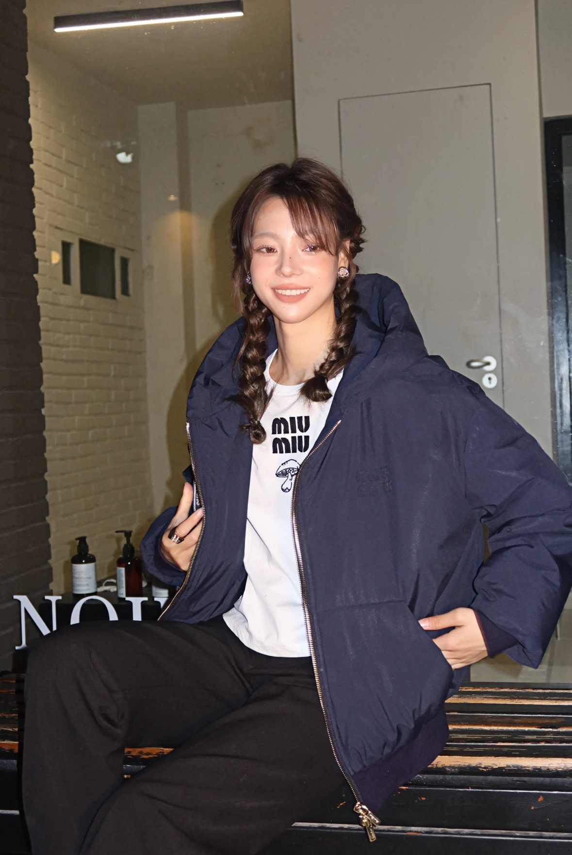Upper body collection picture Miu Miu 24Fw Dark Pattern Miu Small Label Hooded