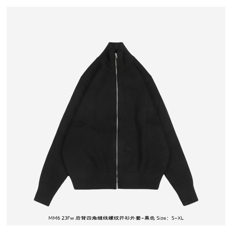 MaisonMargiela 23Fw back four corner seam threaded cardigan jacket black High g