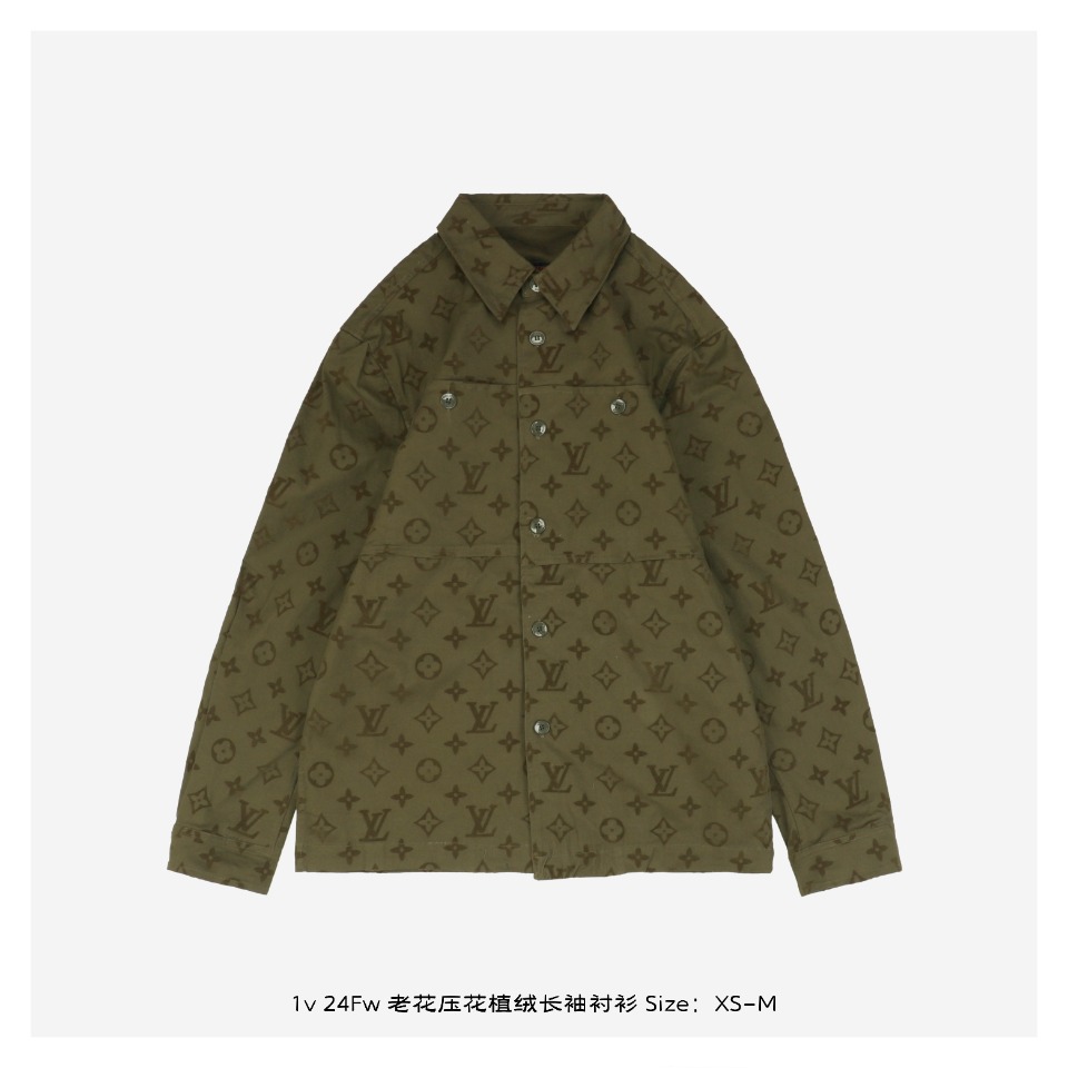 1v 24Fw embossed plush long sleeved shirt with floral patterns Flocking process