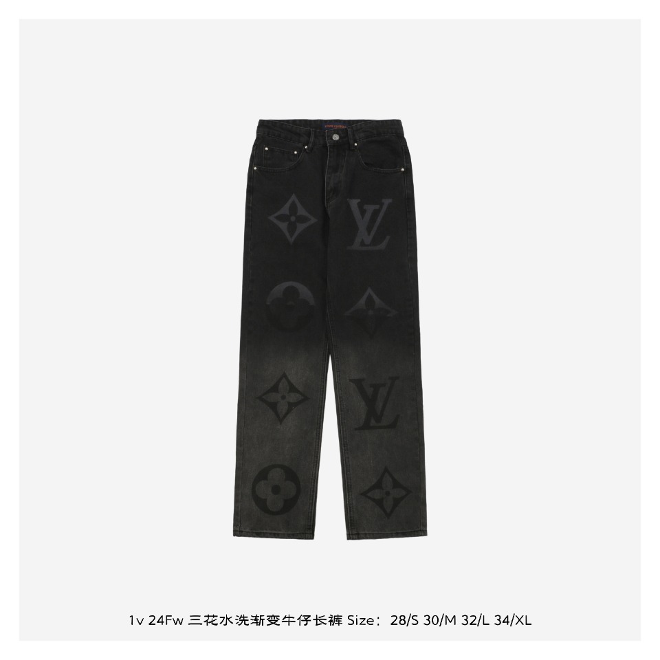 1v 24Fw Three Flower Washed Gradient Denim Pants Denim plain knitted denim clo