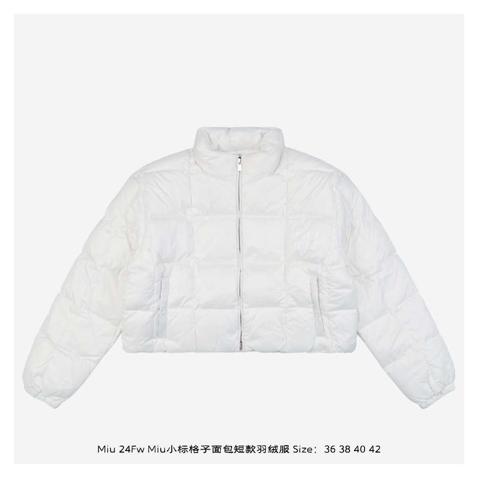 Miu Miu 24Fw Miu Small Label Checkered Bread Short Down JacketFull of high-l