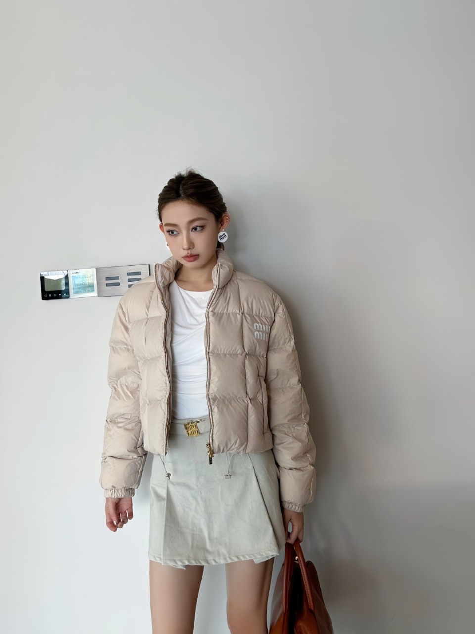 Upper body collection picture Miu Miu 24Fw Miu Small Label Checkered Bread Shor