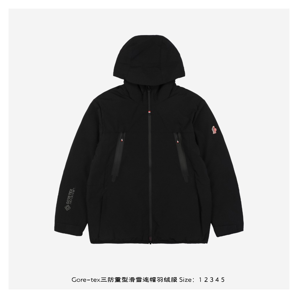 Gore tex Three proof Heavy duty Ski Hooded Down Jacket Sports series profession