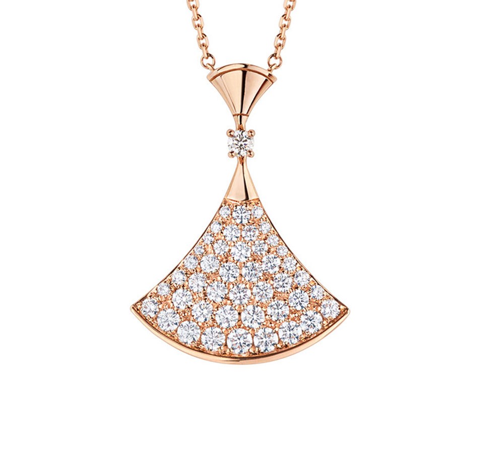 💰105 💕宝格丽💕专柜宝格丽满钻大裙子 🏡高级原版扣 原版刻字 美腻 玫瑰金色 满钻裙子 👗diva系列 项链🎉