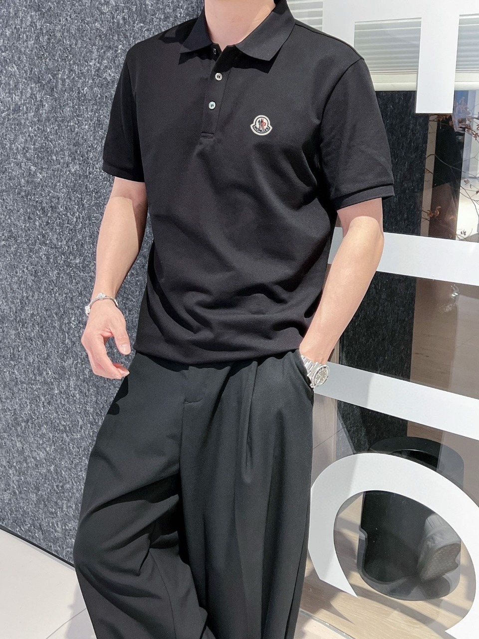 Moncler Kleidung Polo Schwarz Weiß Männer Sommerkollektion Fashion