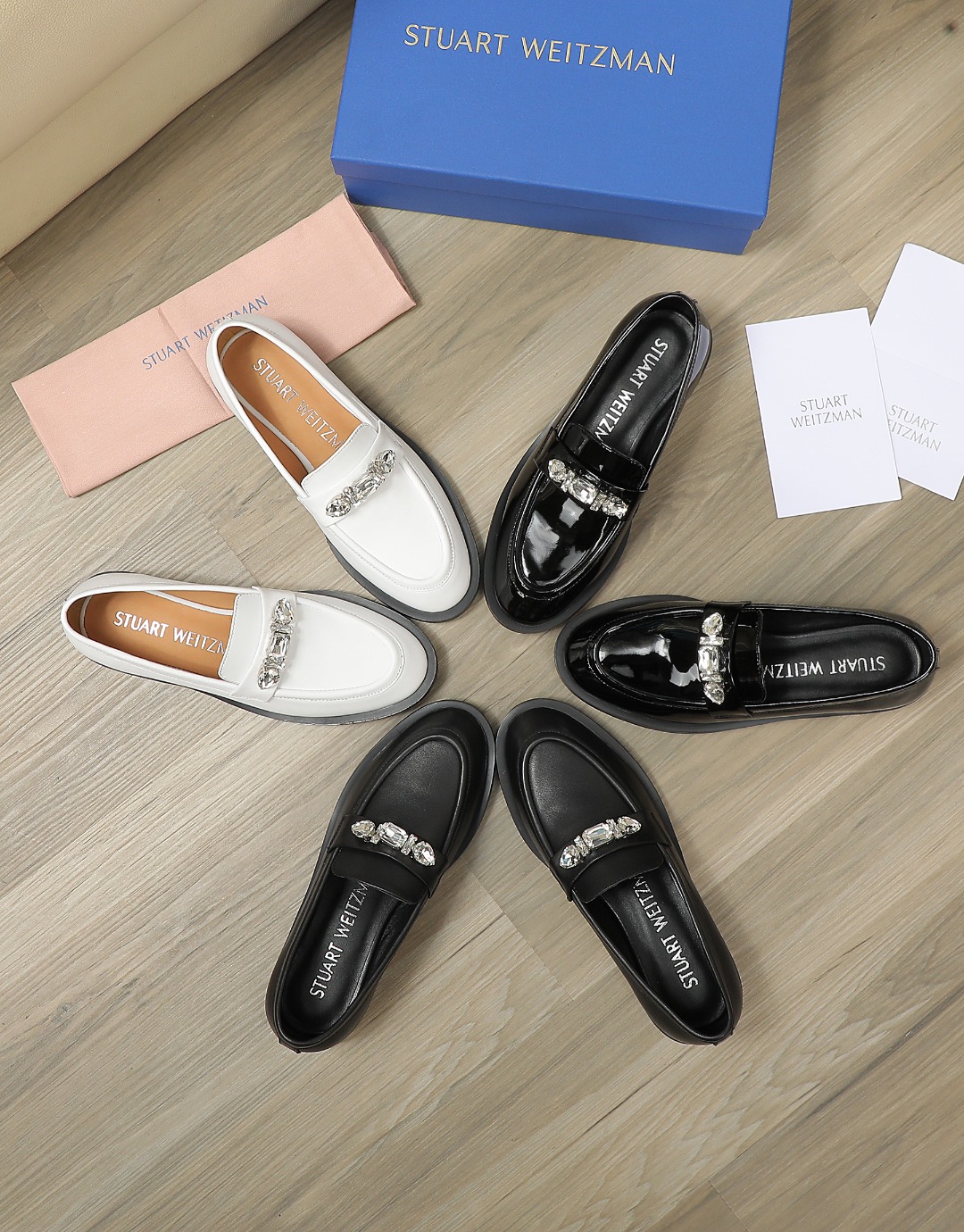 Stuart Weitzman SW2025 Crystal-Embellished Leather Loafers 10 o 1hgigb5sdnfi1l5adf0rn111n89