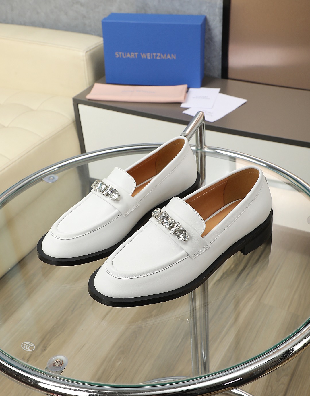 Stuart Weitzman Crystal-Embellished Leather Loafers - Spring 2025 Collection 2 o 1hgigehqg1ppgfqfgvgjau14dmk