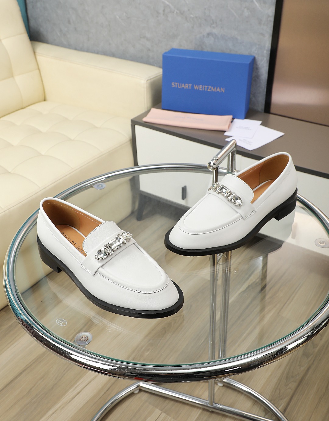 Stuart Weitzman Crystal-Embellished Leather Loafers - Spring 2025 Collection 4 o 1hgigf37718n91d6m1vkducvl1bm