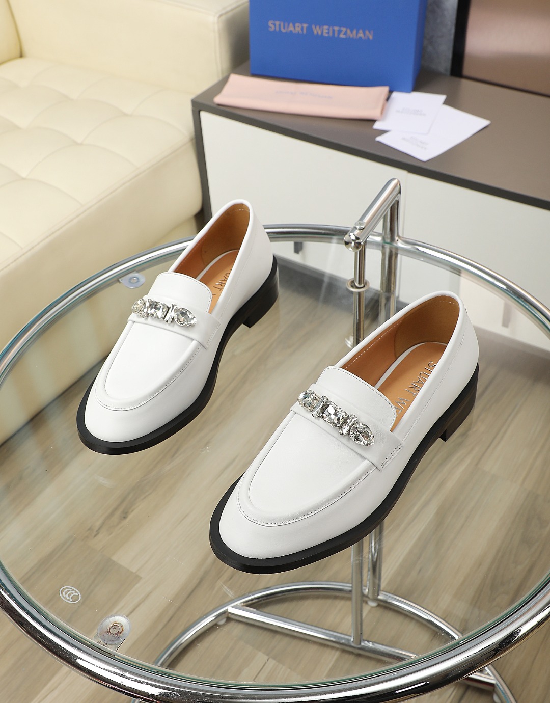 Stuart Weitzman Crystal-Embellished Leather Loafers - Spring 2025 Collection 3 o 1hgigf377r651i2pv8v1lk7fr2l