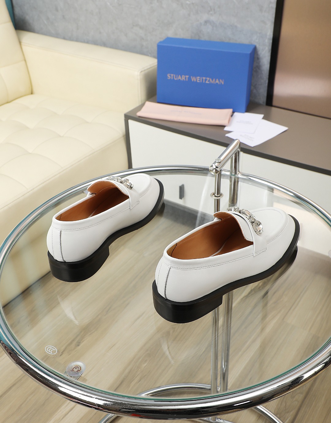 Stuart Weitzman Crystal-Embellished Leather Loafers - Spring 2025 Collection 6 o 1hgigf3781cme1dts1vh51oik859o