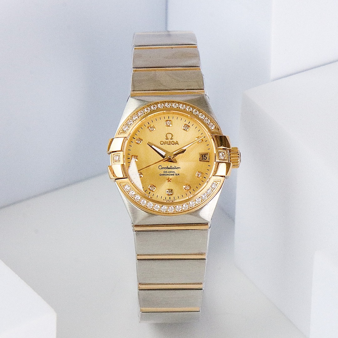 NO:336999,Gold Diamond OE Factory Highest V3 Upgrade Edition Top Replica Version, Omega OMEGA Double Eagle Constellation Series 27mm Watch!  Constellation series, 1/Equipped with 