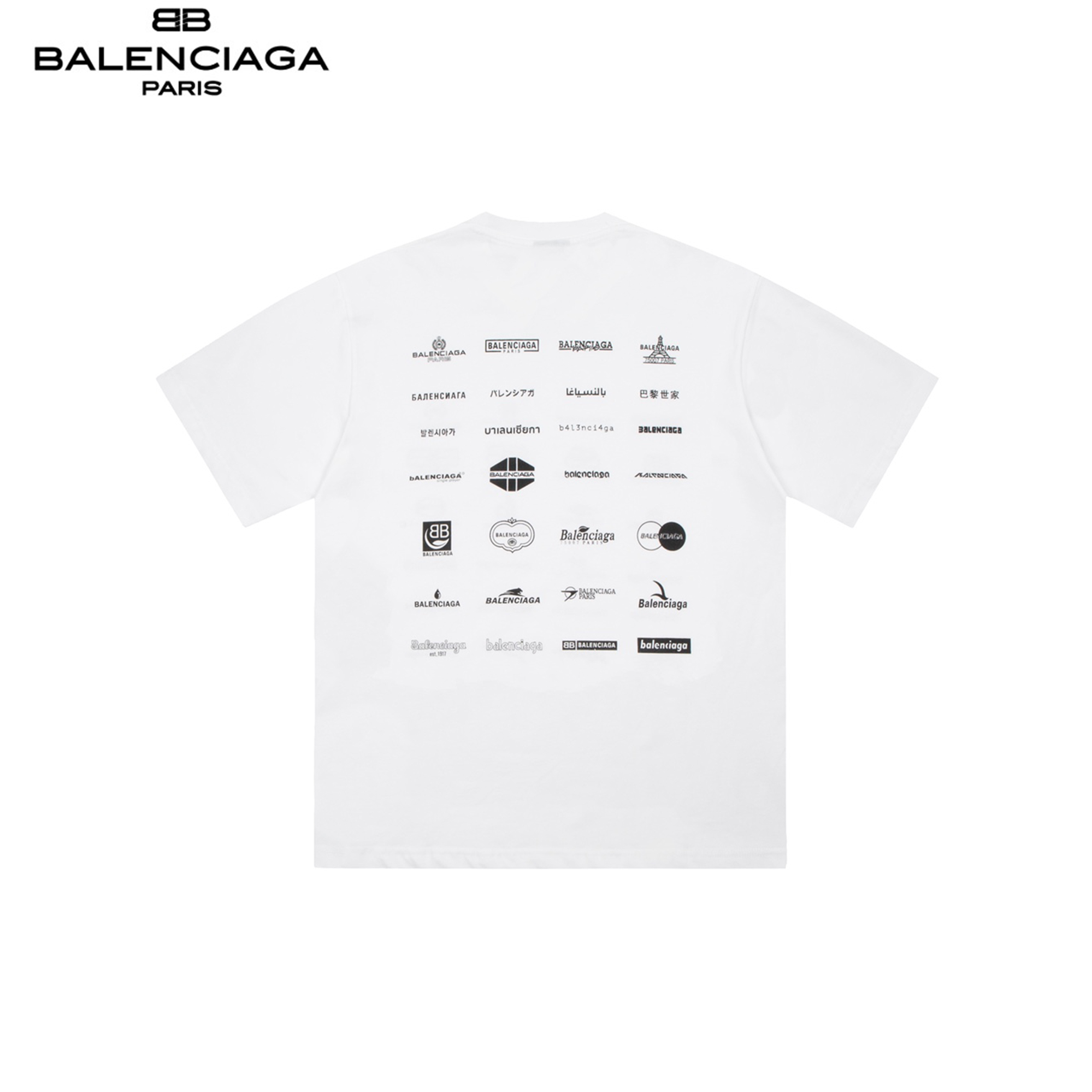 Balenciaga/巴黎世家 满LOGO短袖 采用32支双纱 260克重面料 进口针织针梳棉进行制作