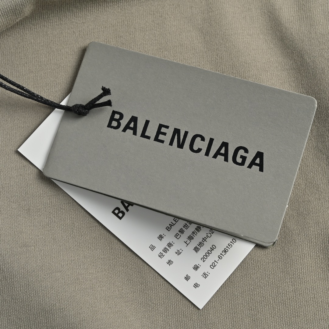 Balenciaga/巴黎世家 前后刺绣短袖-深卡其