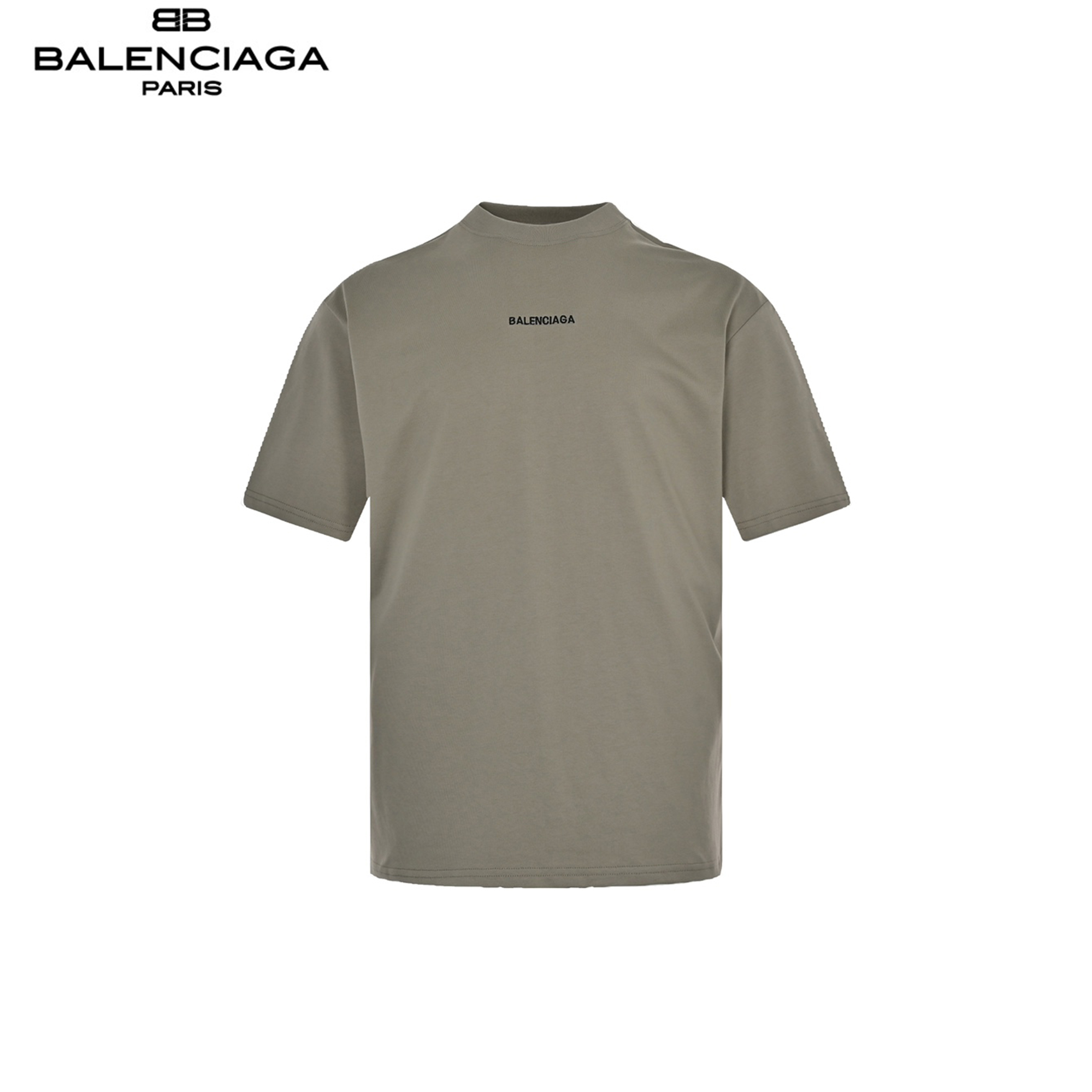 Balenciaga/巴黎世家 前后刺绣短袖-深卡其