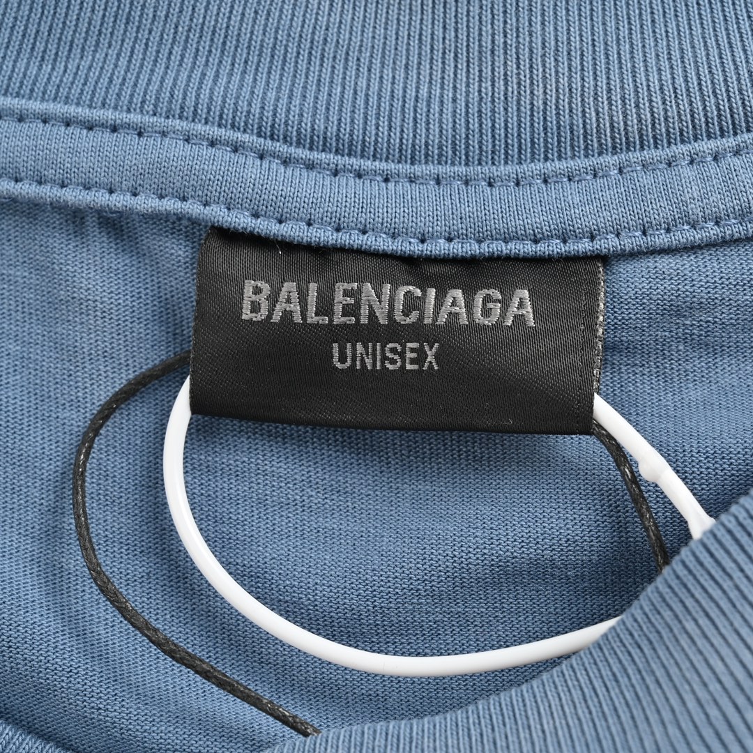 150 Balenciaga/巴黎世家 前后绣花扎染短袖 成衣染色