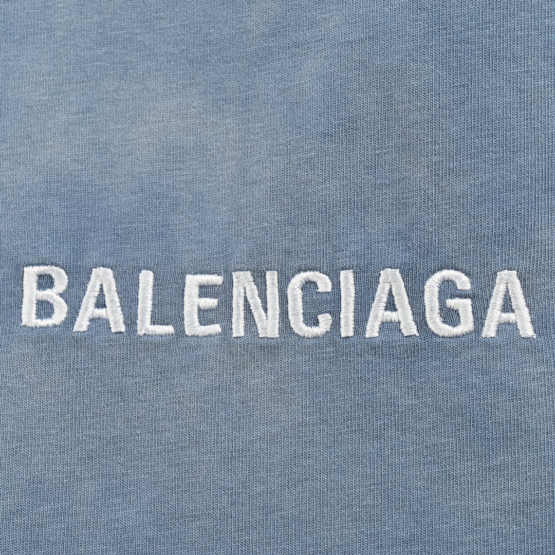 150 Balenciaga/巴黎世家 前后绣花扎染短袖 成衣染色